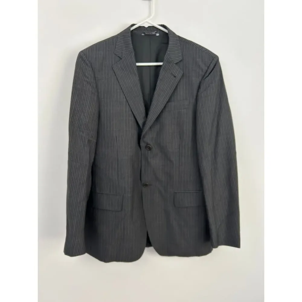 Ermenegildo Zegna Gray Pin Stripe Suit Jacket Blazer 48R - Italian Made